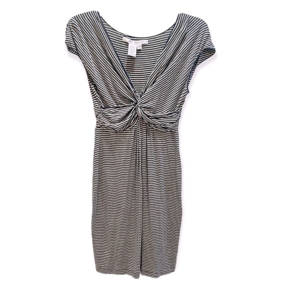 Max studio black and beige stripe tshirt dress medium - Picture 1 of 3